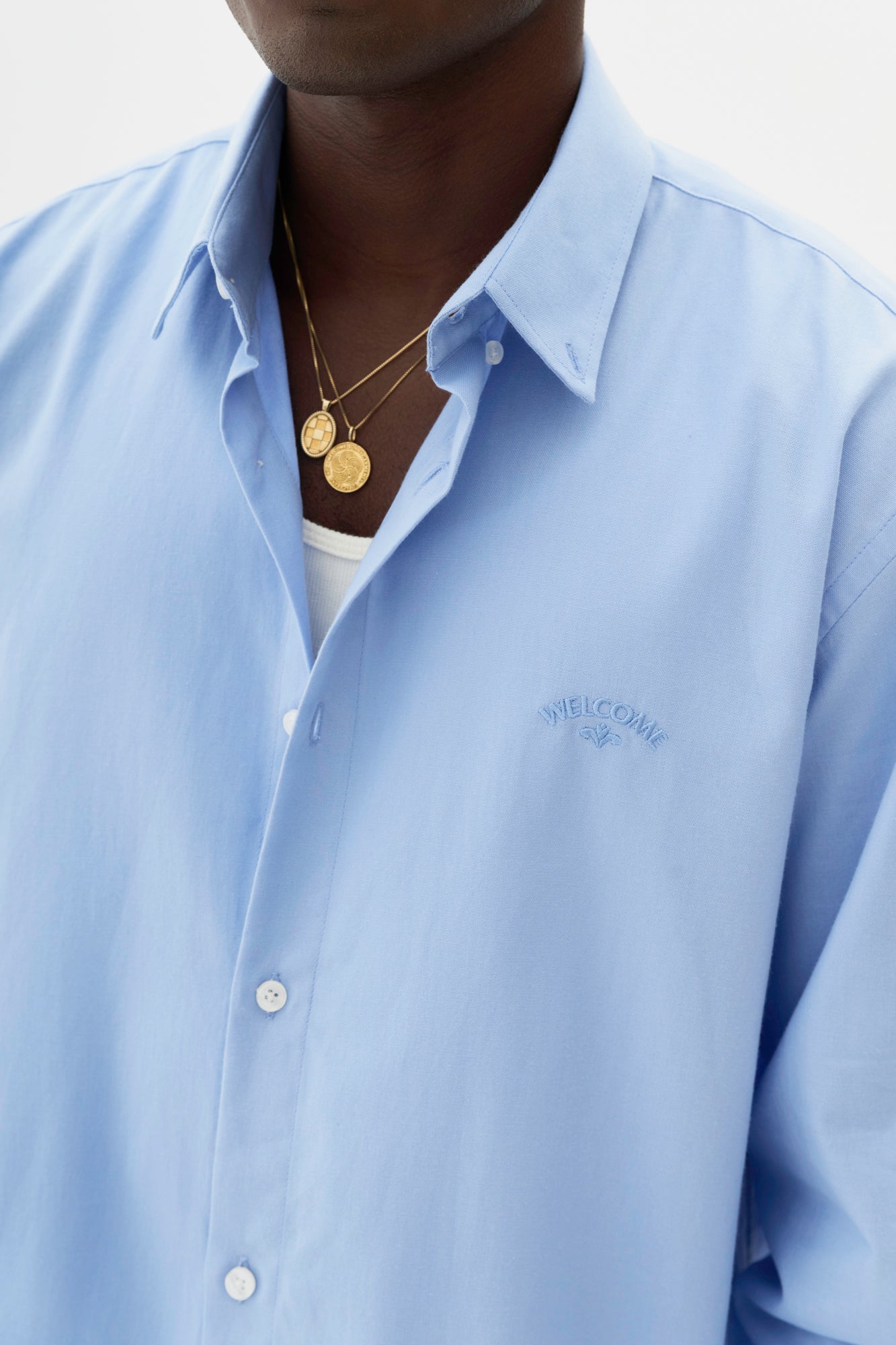 Camisa Oxford Manga Longa - Azul Celeste