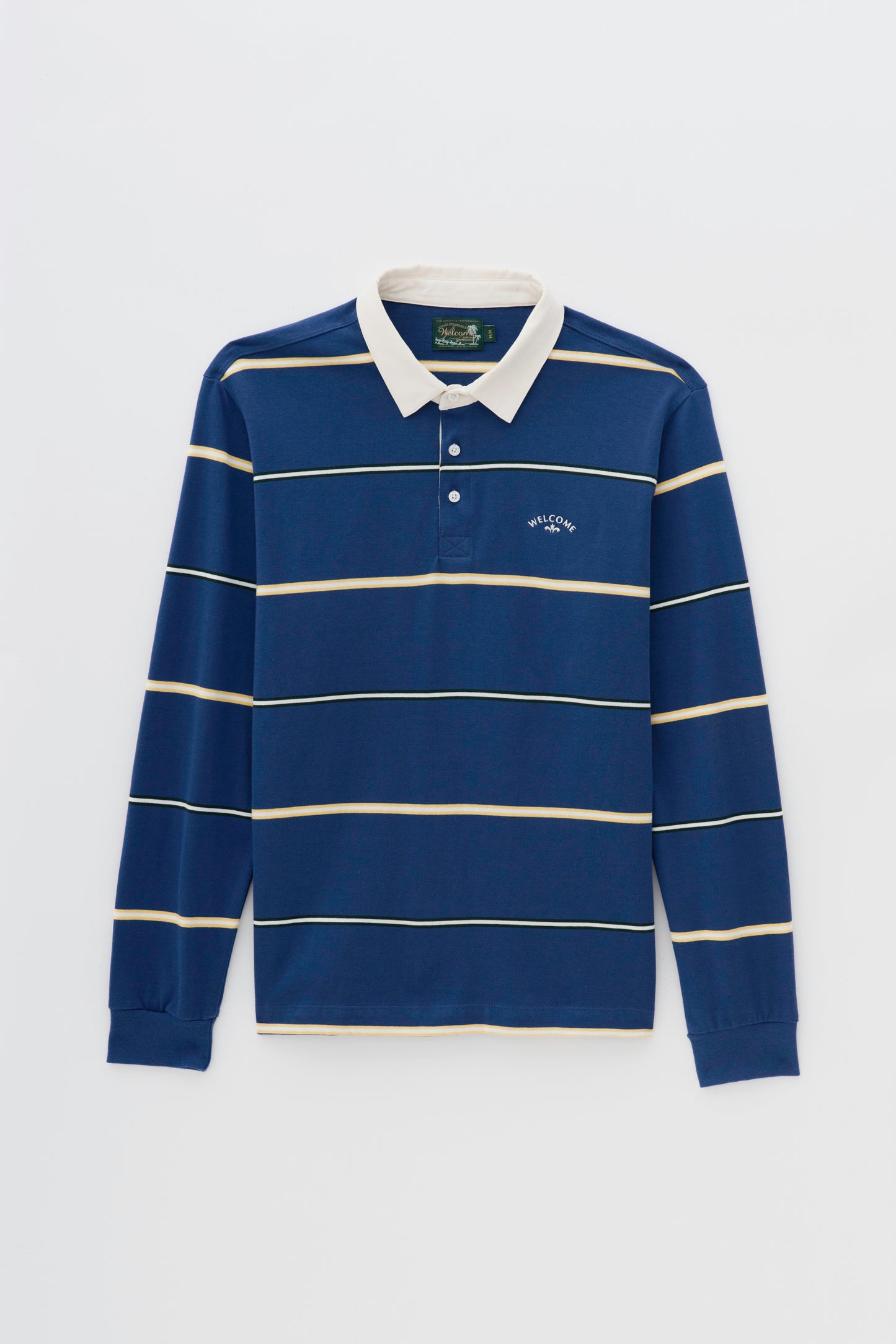 Polo Rugby Manga Longa Listrada  - Azul e Amarelo