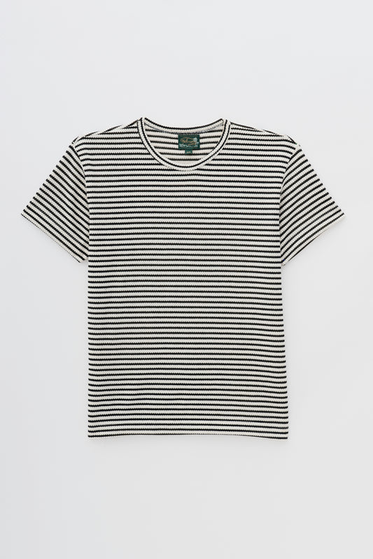 T-shirt Tricô Listrada - Preto e Off White