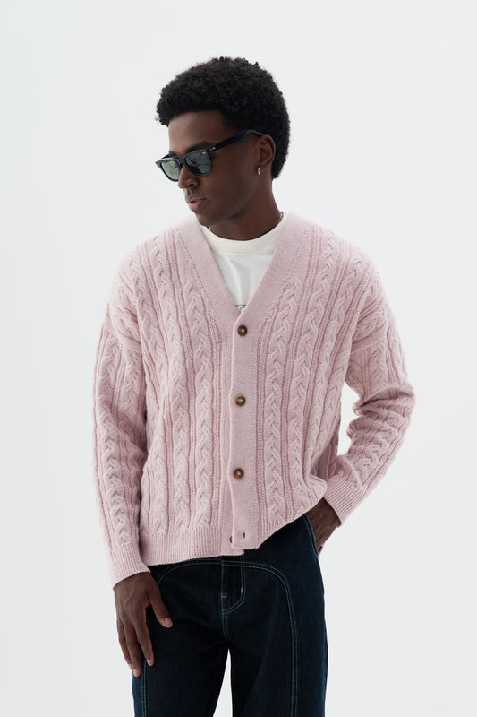 Cardigan Cableknit - Rosa