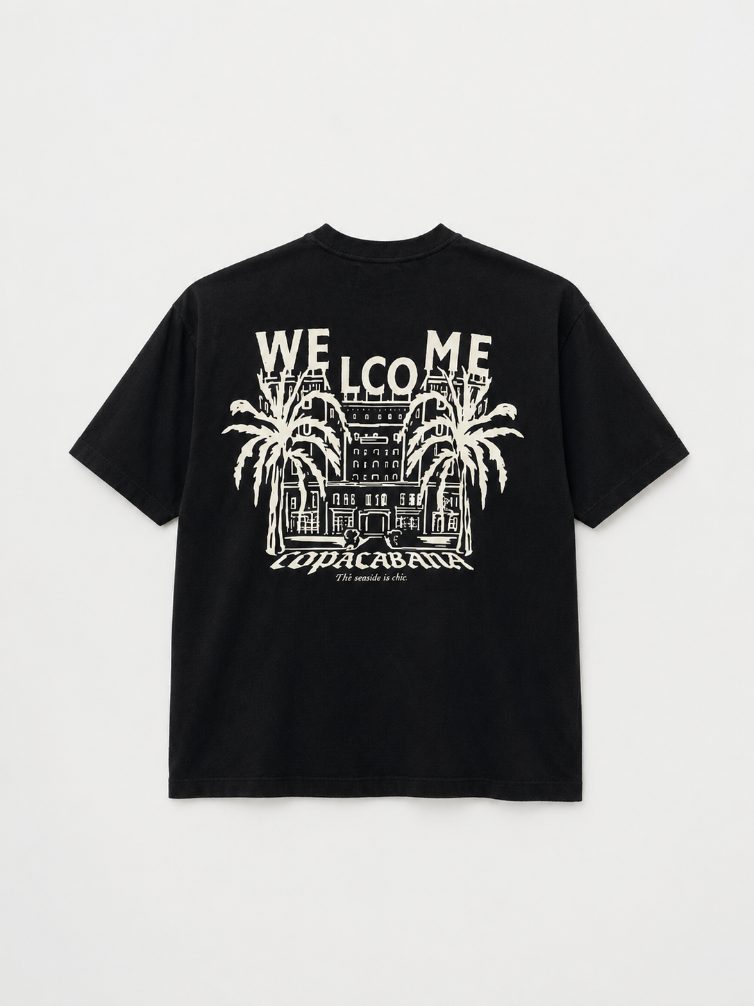 T-shirt Boxy Fit Tropical Resort - Preto