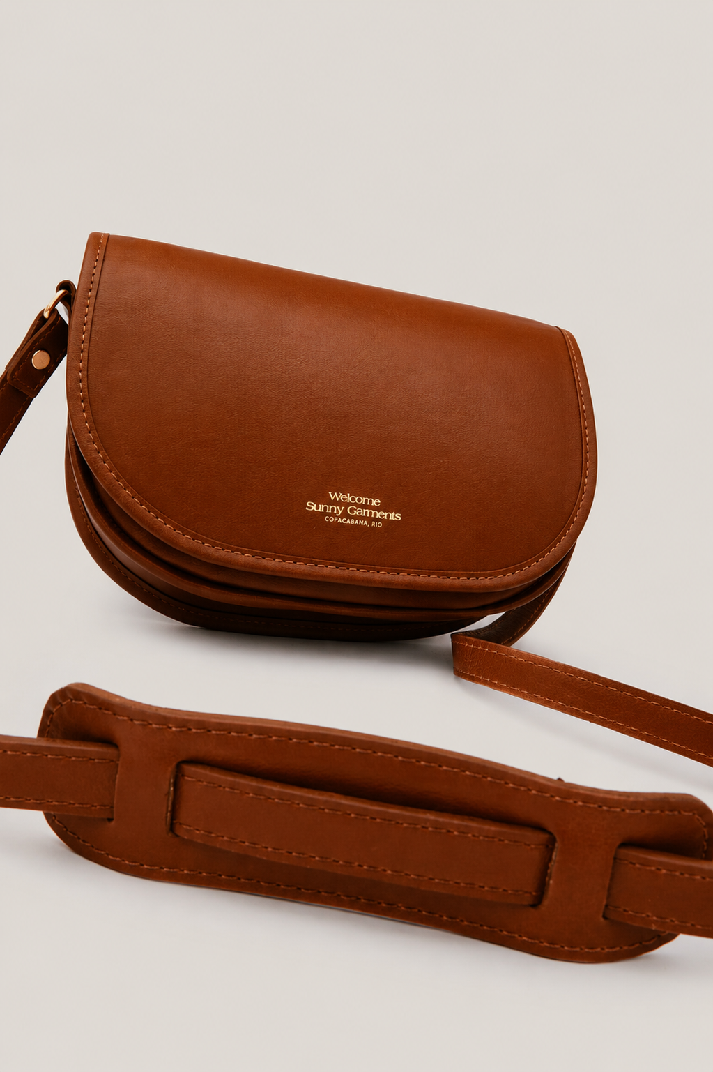 Bolsa de Couro Half Moon - Marrom Caramelo