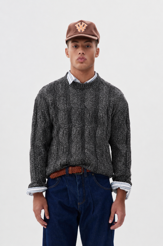 Suéter Cableknit - Cinza Mescla