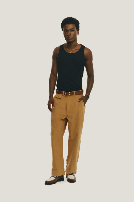 Calça Wide Chino Veludo - Caramelo
