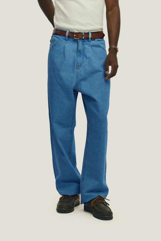 Calça Jeans Sunny Prega Única - Azul Médio