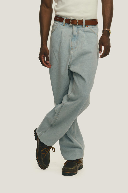 Calça Jeans Sunny Prega Única - Azul Light