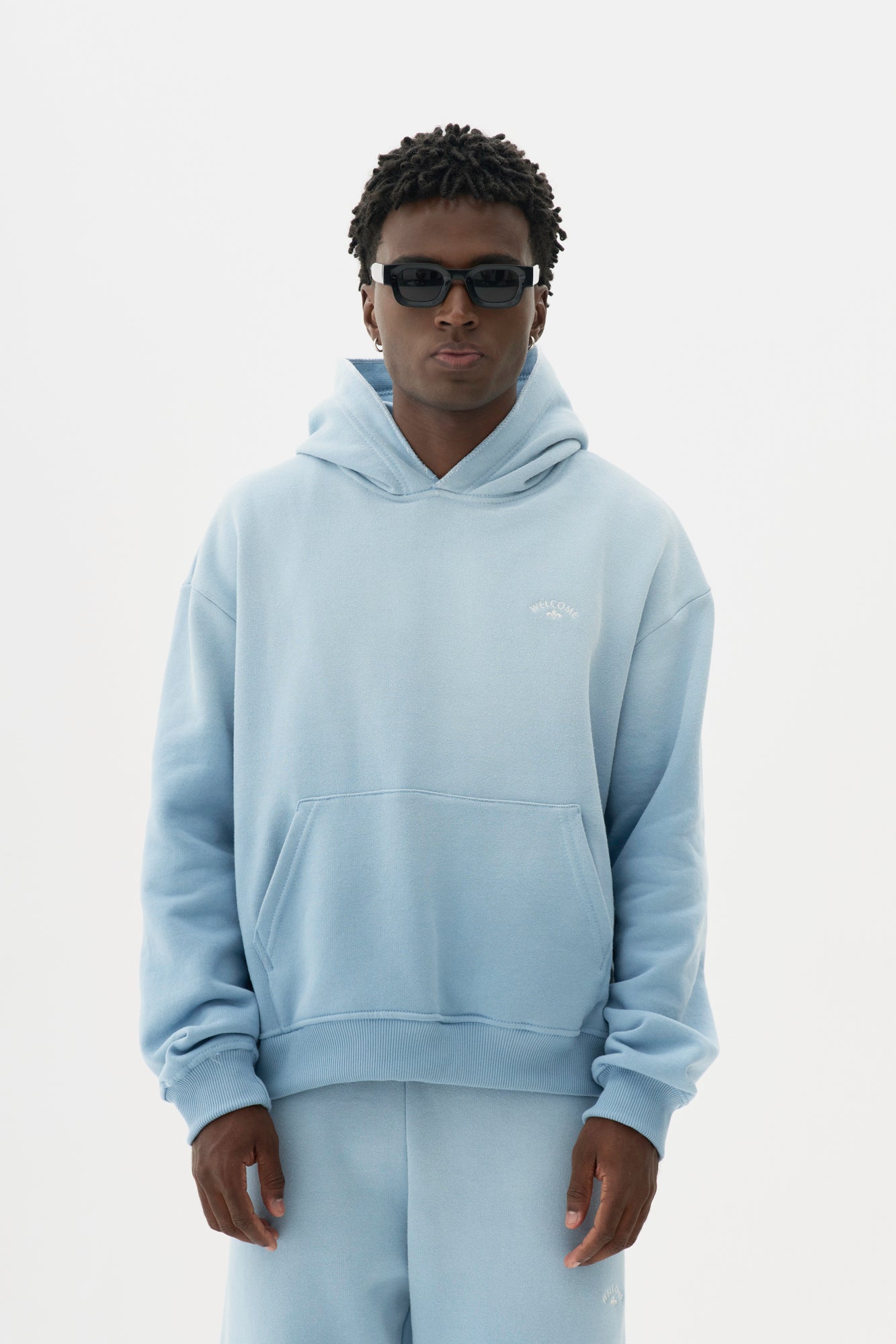 Moletom Hoodie Boxy Fit Sun Faded - Azul Celeste