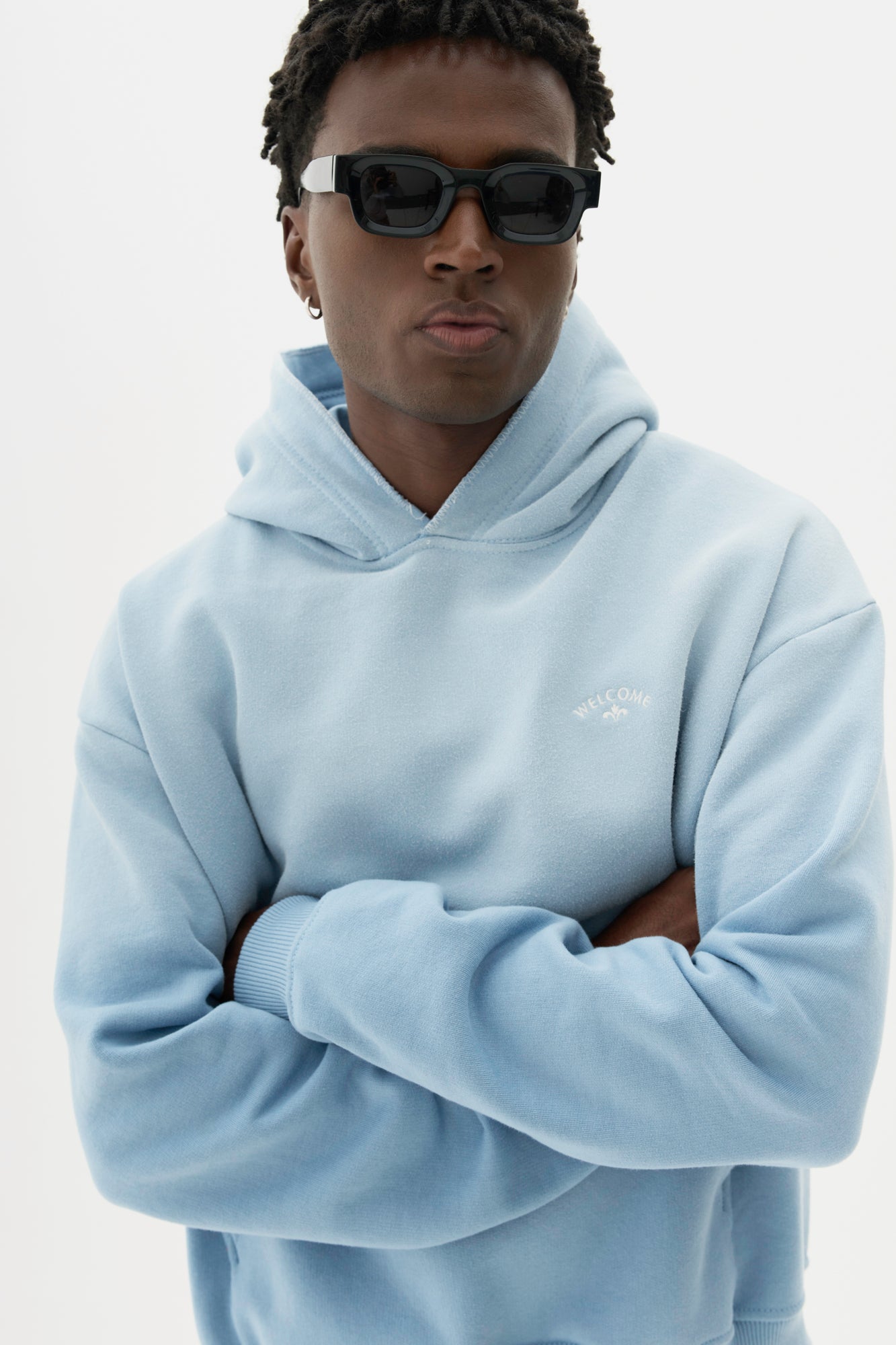 Moletom Hoodie Boxy Fit Sun Faded - Azul Celeste