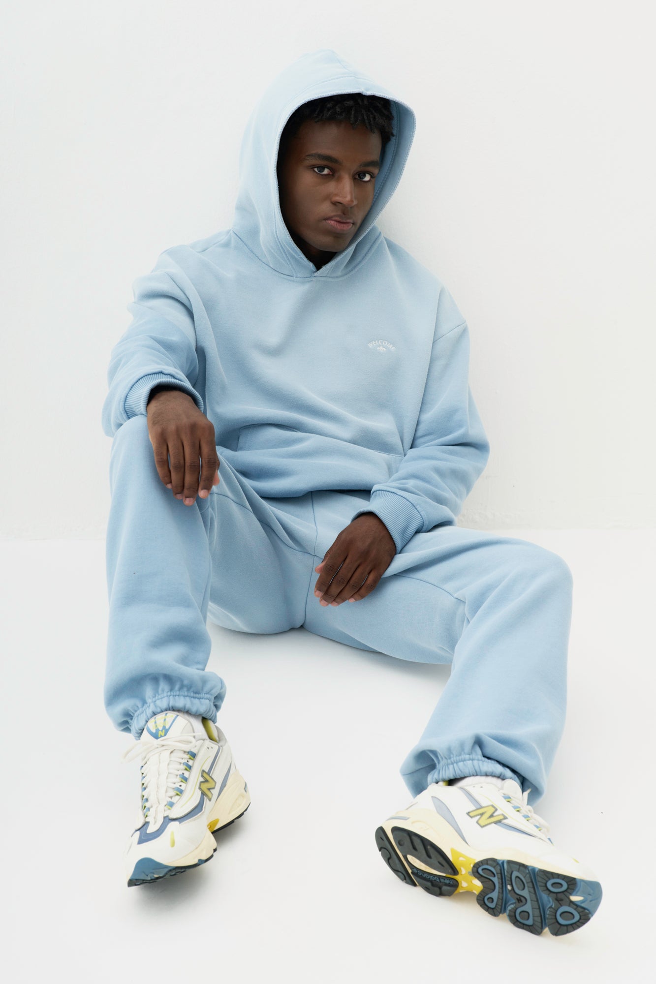 Moletom Hoodie Boxy Fit Sun Faded - Azul Celeste