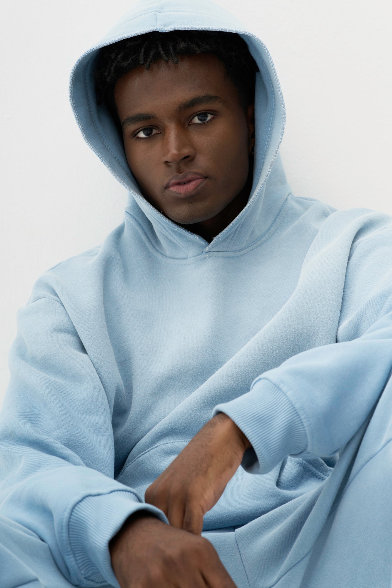 Moletom Hoodie Boxy Fit Sun Faded - Azul Celeste