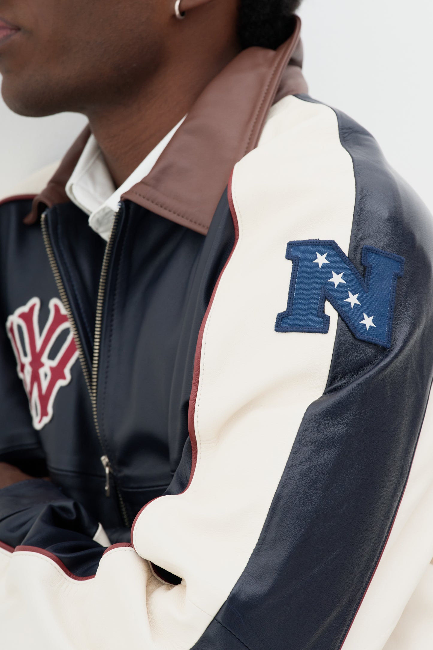Jaqueta de Couro Kickoff x NFL - Azul e Off White
