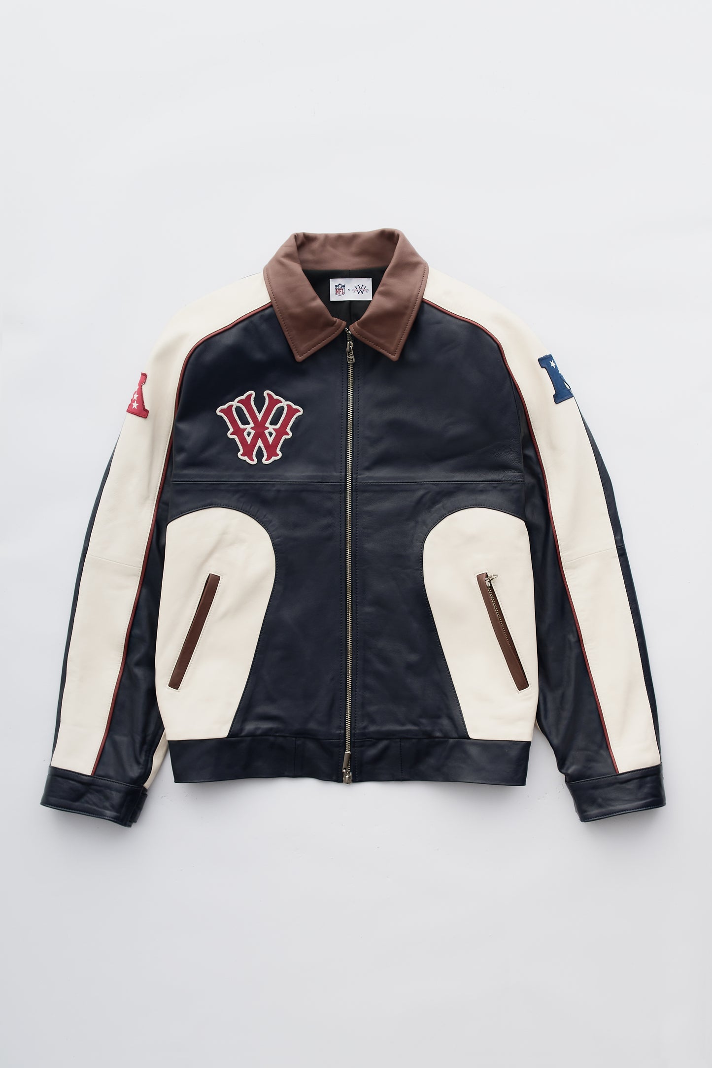 Jaqueta de Couro Kickoff x NFL - Azul e Off White