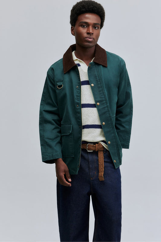 Jaqueta Parka Sarja Encerada Hering + Welcome - Verde Militar