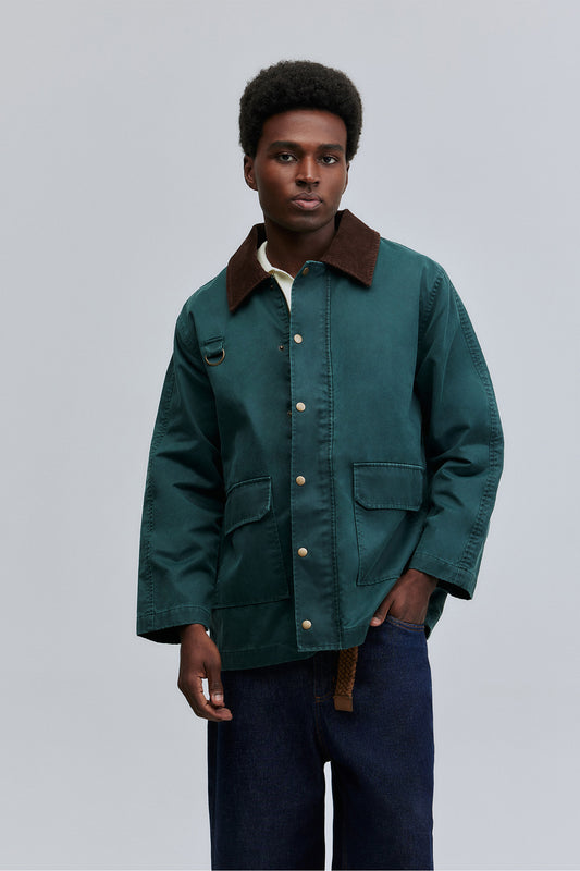 Jaqueta Parka Sarja Encerada Hering + Welcome - Verde Militar
