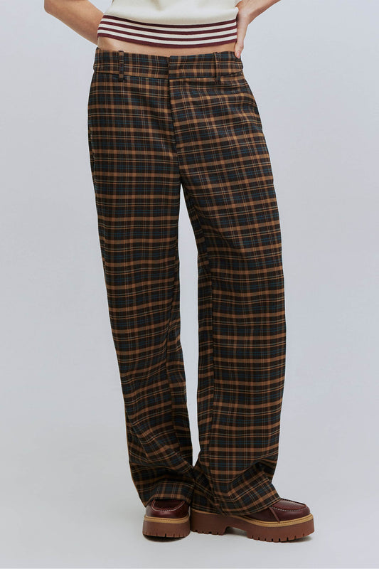 Calça Alfaiataria Xadrez Hering + Welcome - Marrom