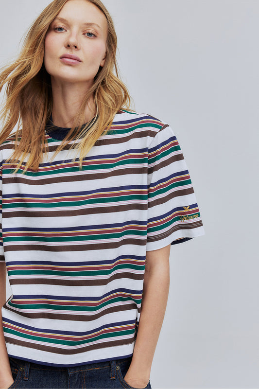 T-shirt Boxy Fit Listrado Hering + Welcome - Multi