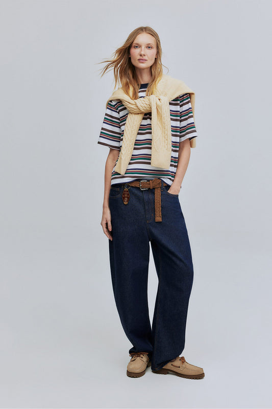 T-shirt Boxy Fit Listrado Hering + Welcome - Multi