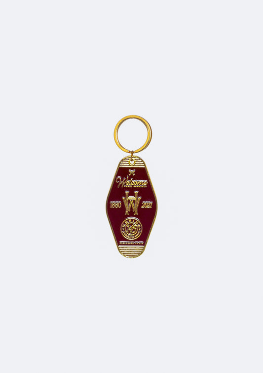 Chaveiro Monograma Hering + Welcome - Dourado e Vinho