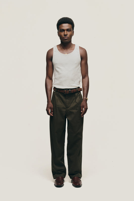 Calça Alfaiataria Dupla Prega - Verde Militar