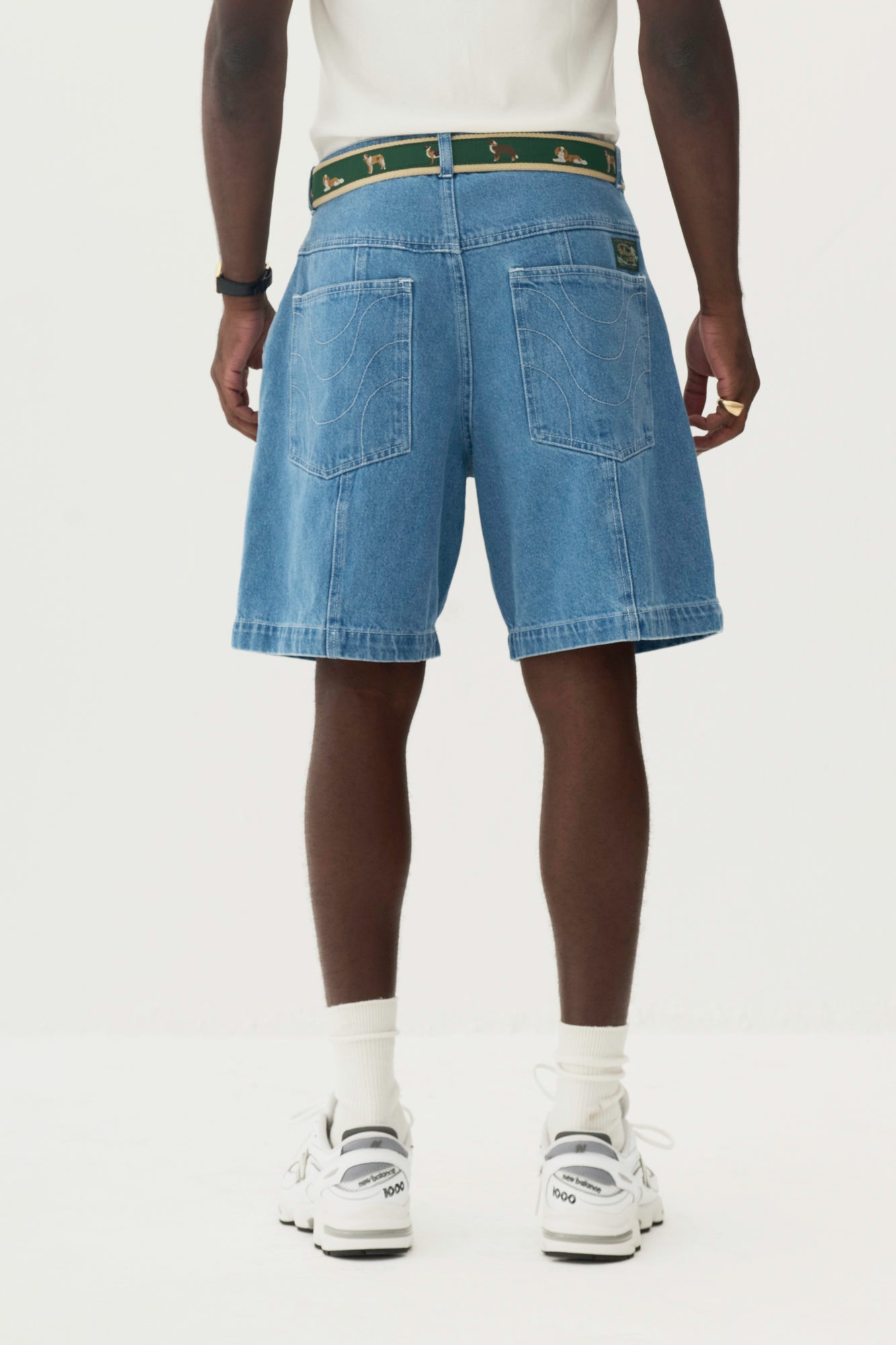 Bermuda Jeans Recorte Vertical - Azul Médio
