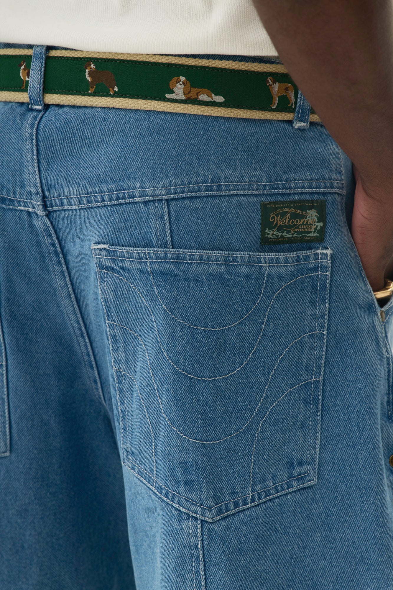 Bermuda Jeans Recorte Vertical - Azul Médio