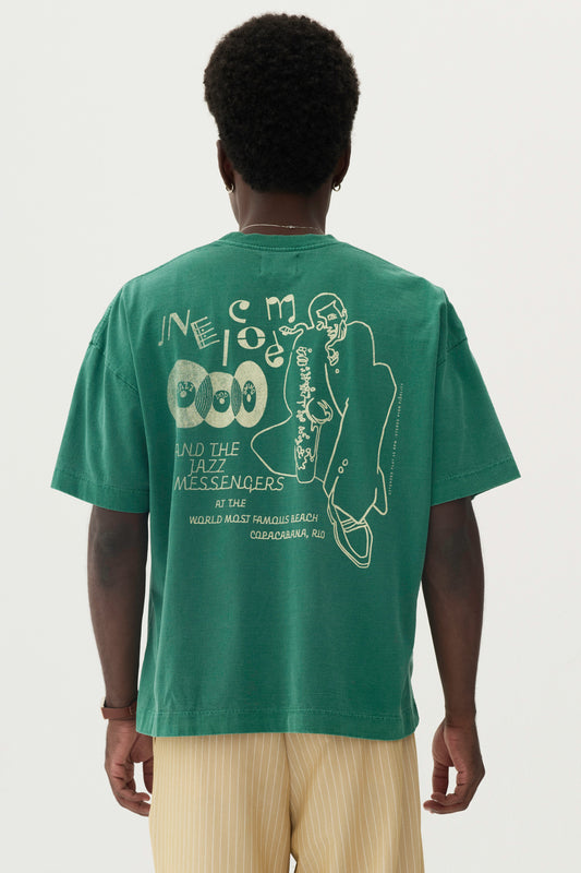 T-Shirt Boxy Fit Jazz Messenger - Verde