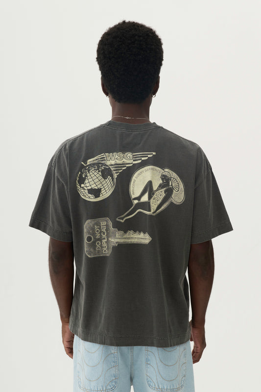 T-Shirt Boxy Fit Pins - Preto Stoned