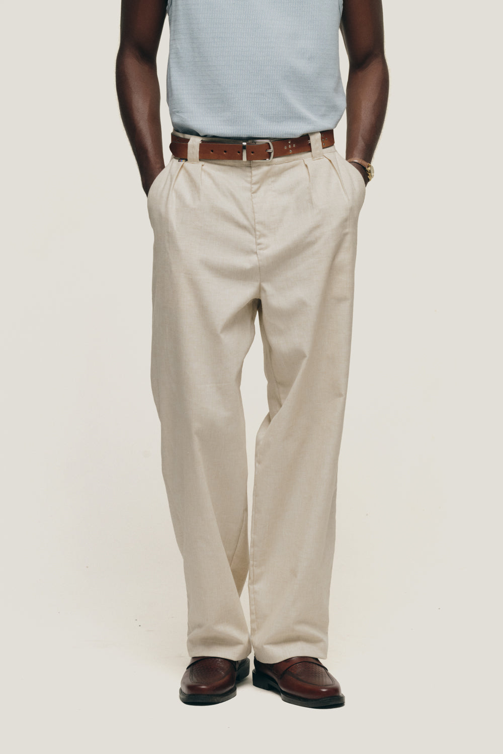 Calça Alfaiataria Dupla Prega - Oat