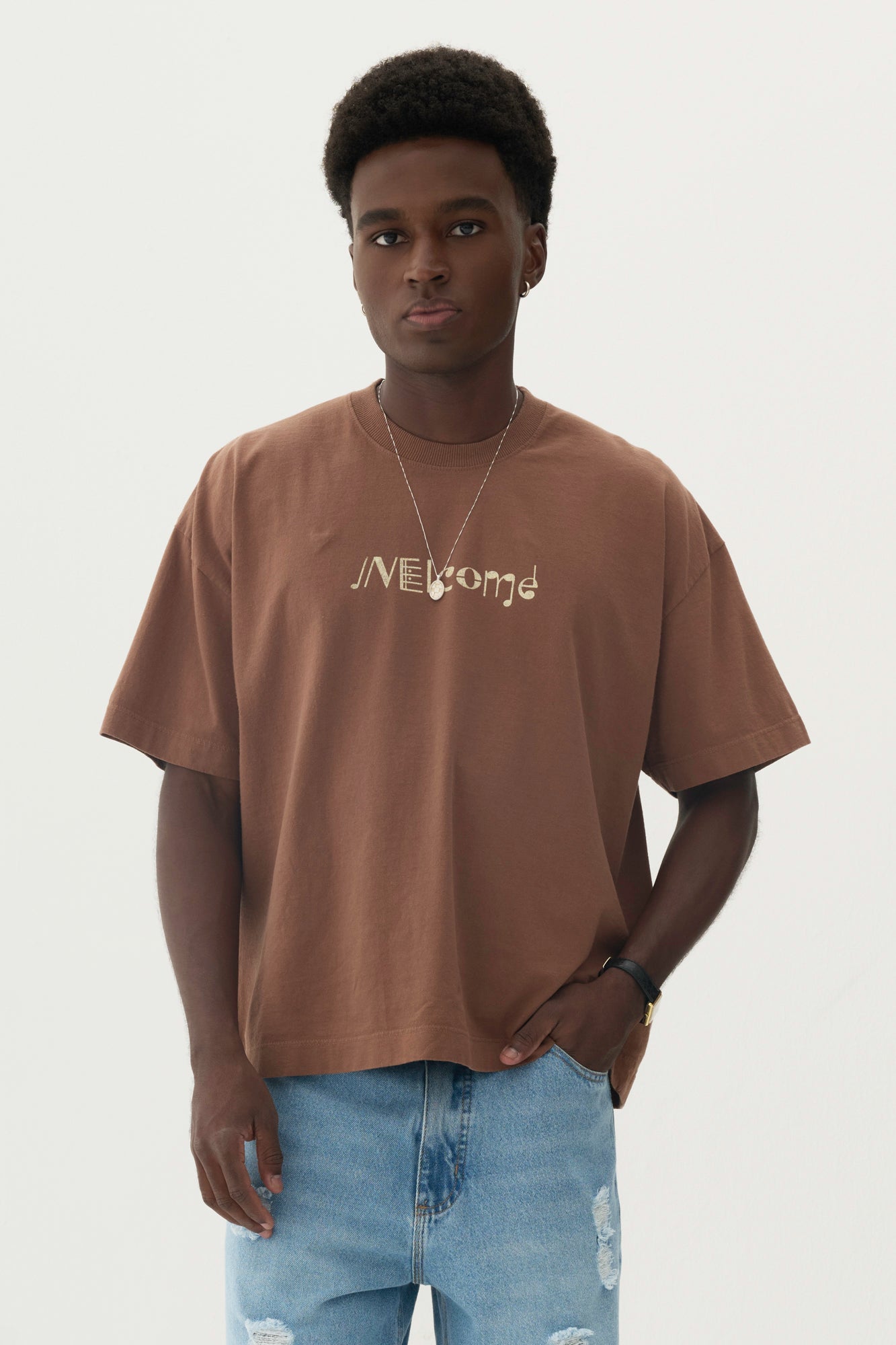 T-Shirt Boxy Fit Jazz Messenger - Marrom