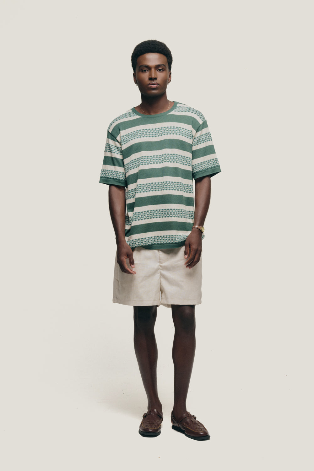 T-shirt Tricô Orla Listrada - Verde