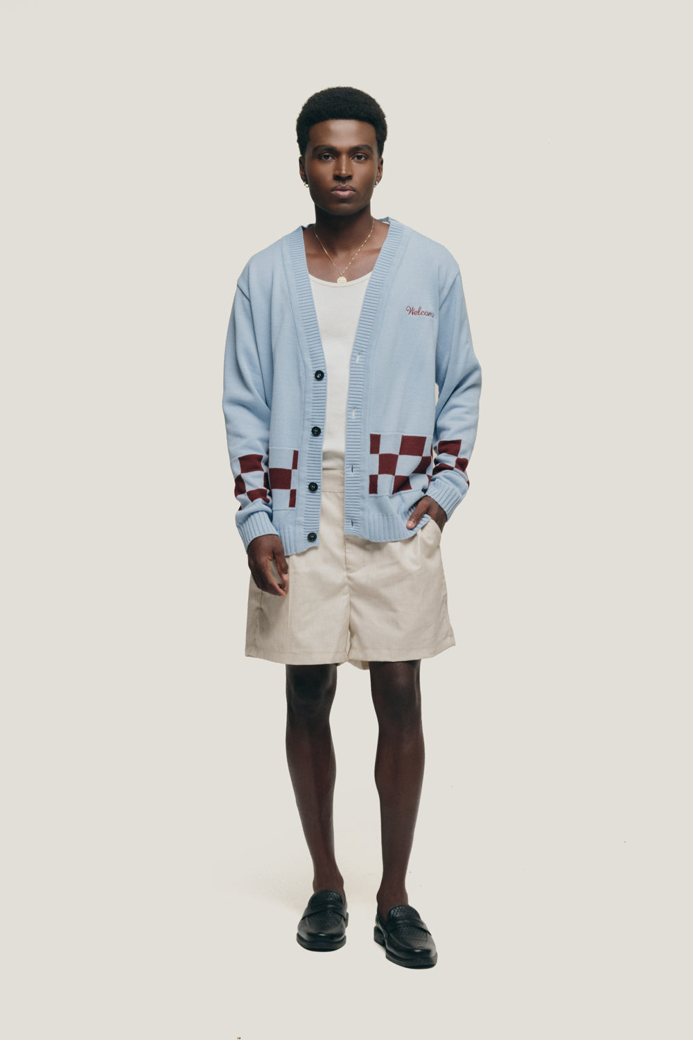 Cardigan Quadriculado - Azul e Vinho