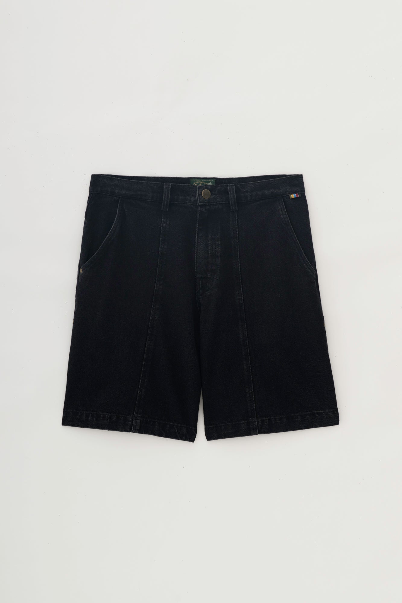 Bermuda Jeans Recorte Vertical - Preto