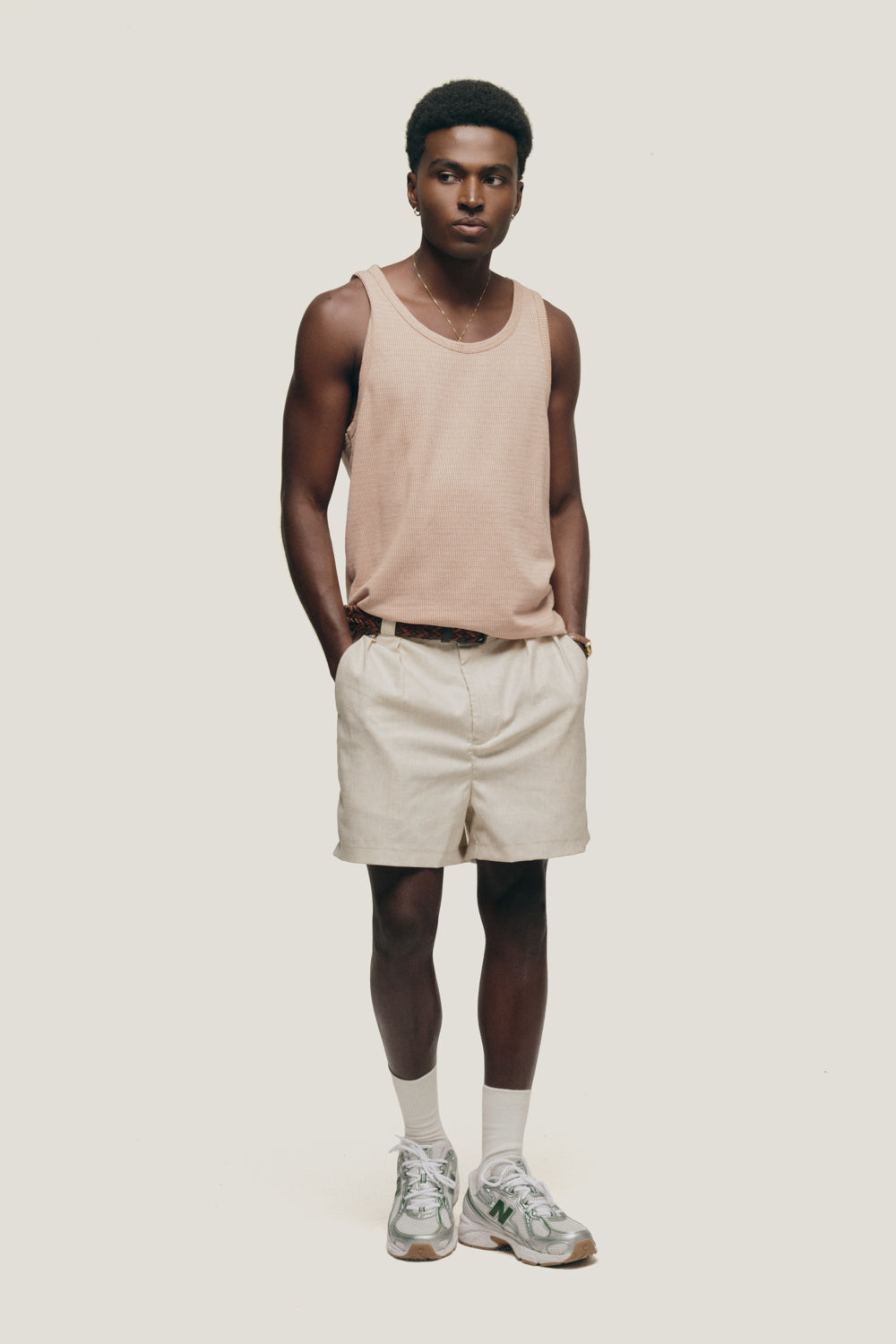 Bermuda Alfaiataria Dupla Prega - Oat