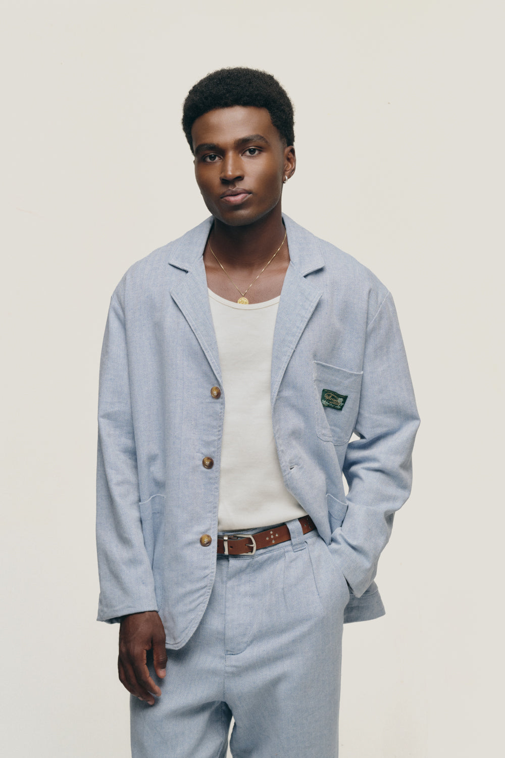 Blazer Sunny Herringbone - Azul