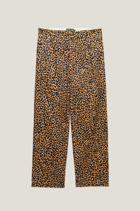 Calça Alfaiataria Dupla Prega Ampla - Leopard