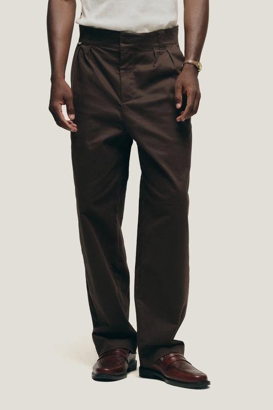 Calça Alfaiataria Dupla Prega - Marrom Café