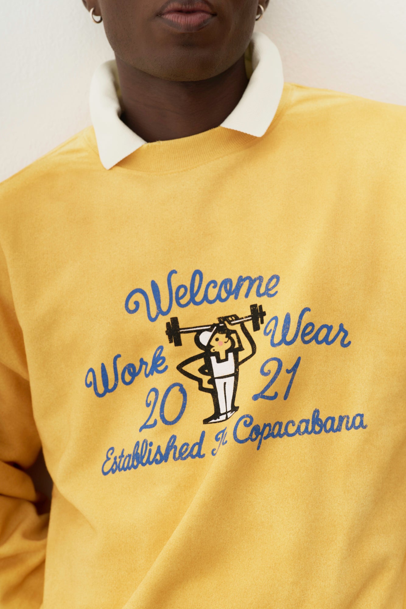 Moletom Crewneck Hard Work - Amarelo Bleach