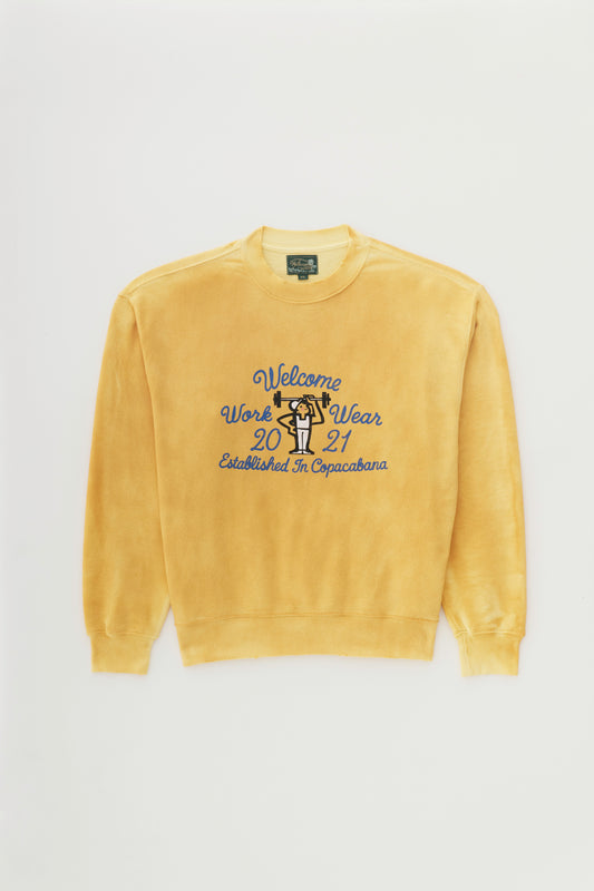 Moletom Crewneck Hard Work - Amarelo Bleach