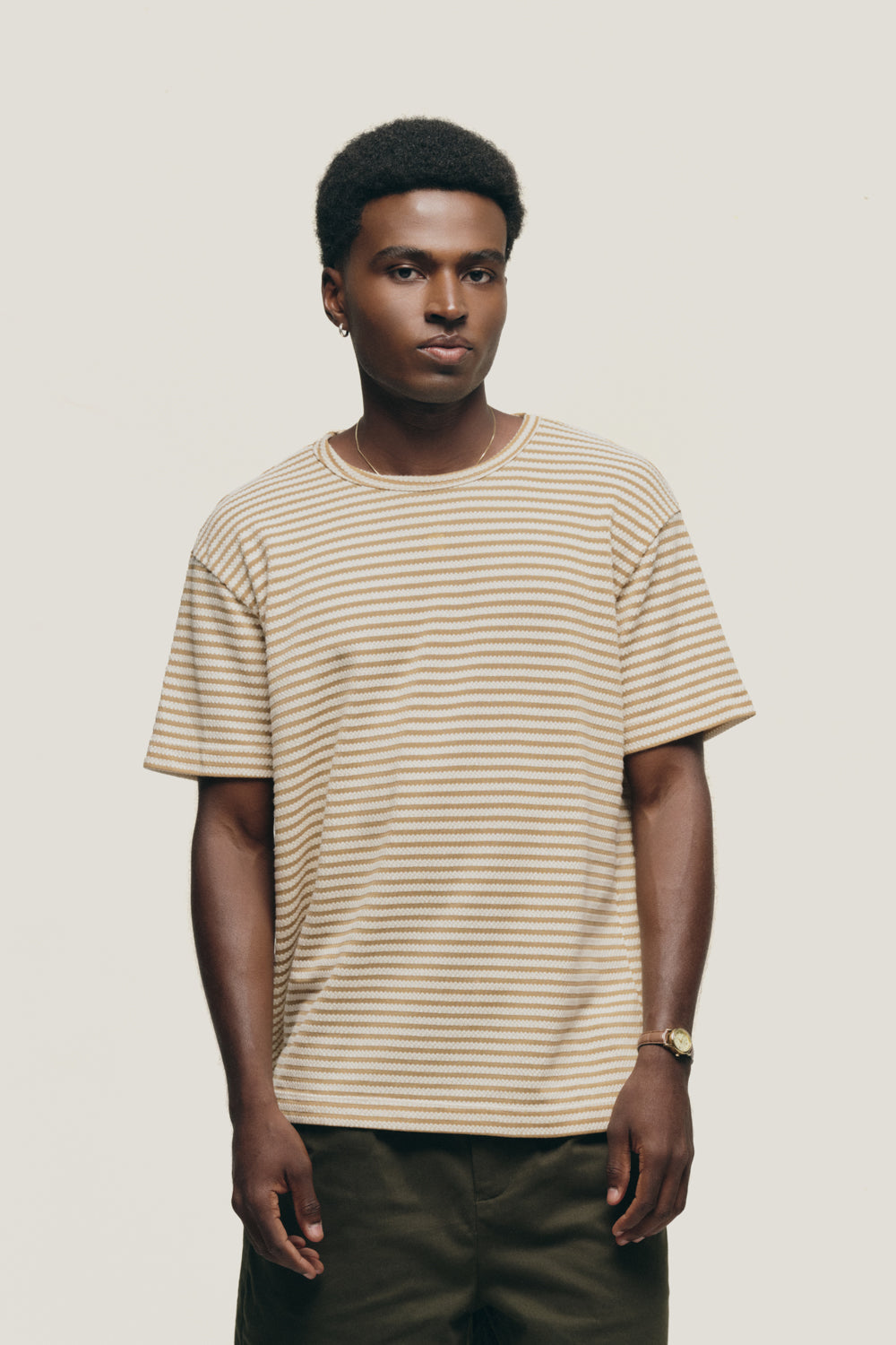 T-shirt Tricô Listrada - Amarela e Off White