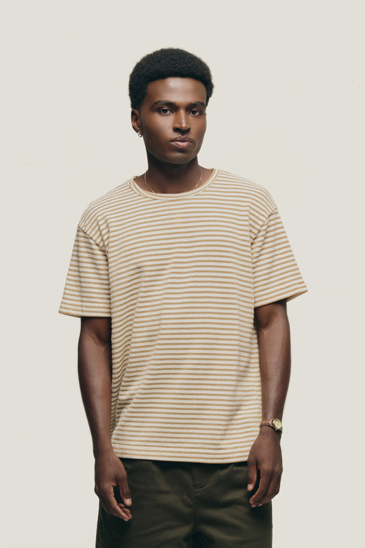 T-shirt Tricô Listrada - Amarela e Off White