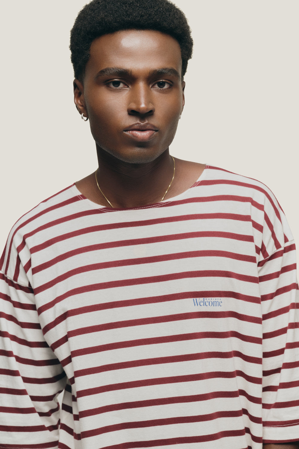 T-shirt Mariner Listrada Vinho - Manga 3/4