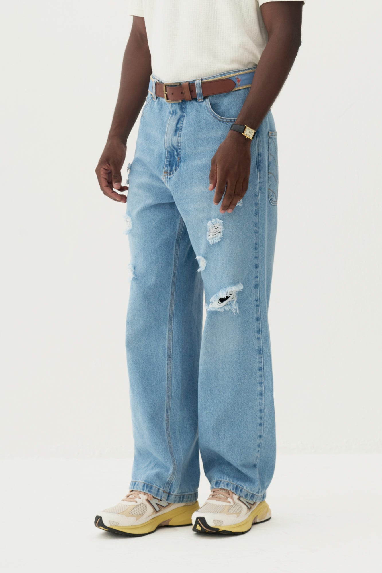 Calça Jeans Distressed - Azul Média
