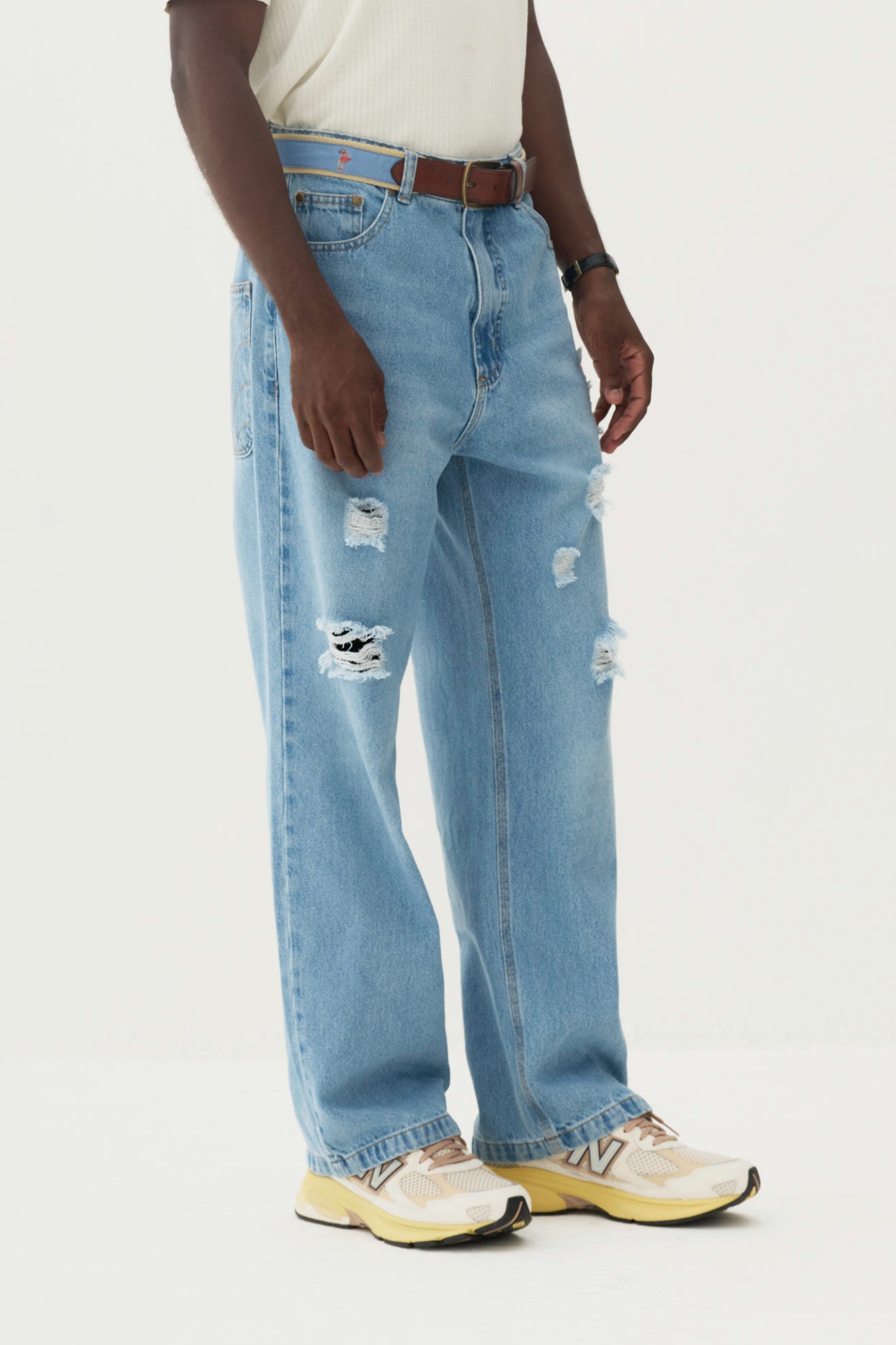 Calça Jeans Distressed - Azul Média