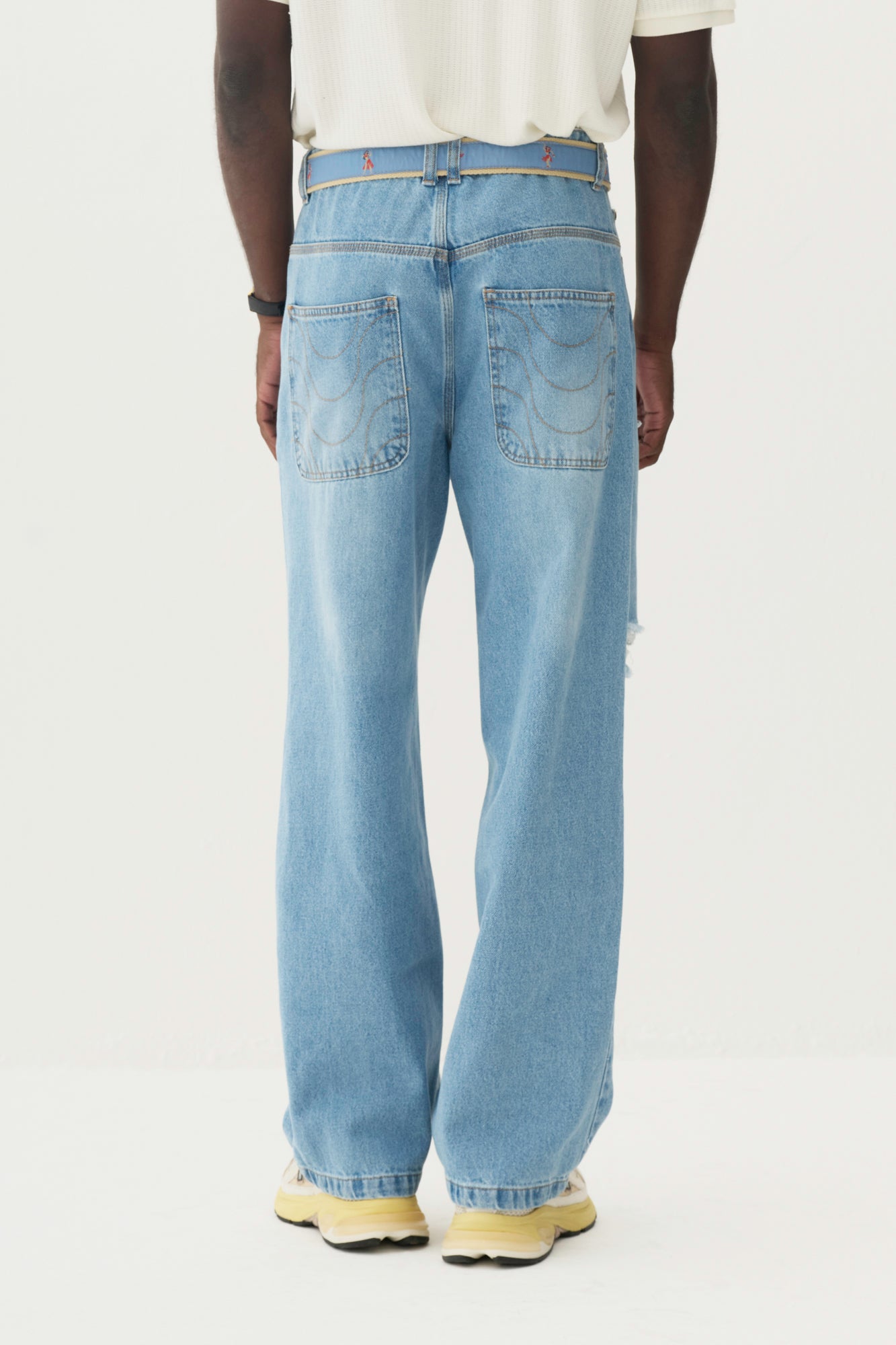Calça Jeans Distressed - Azul Média
