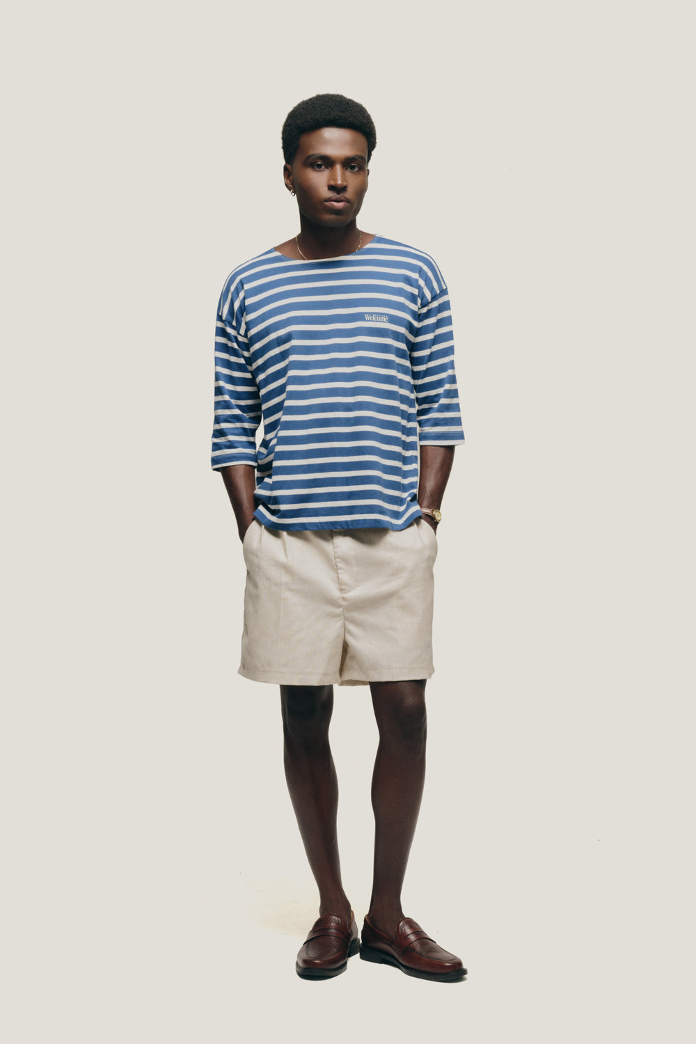 T-shirt Mariner Listrada Azul - Manga 3/4