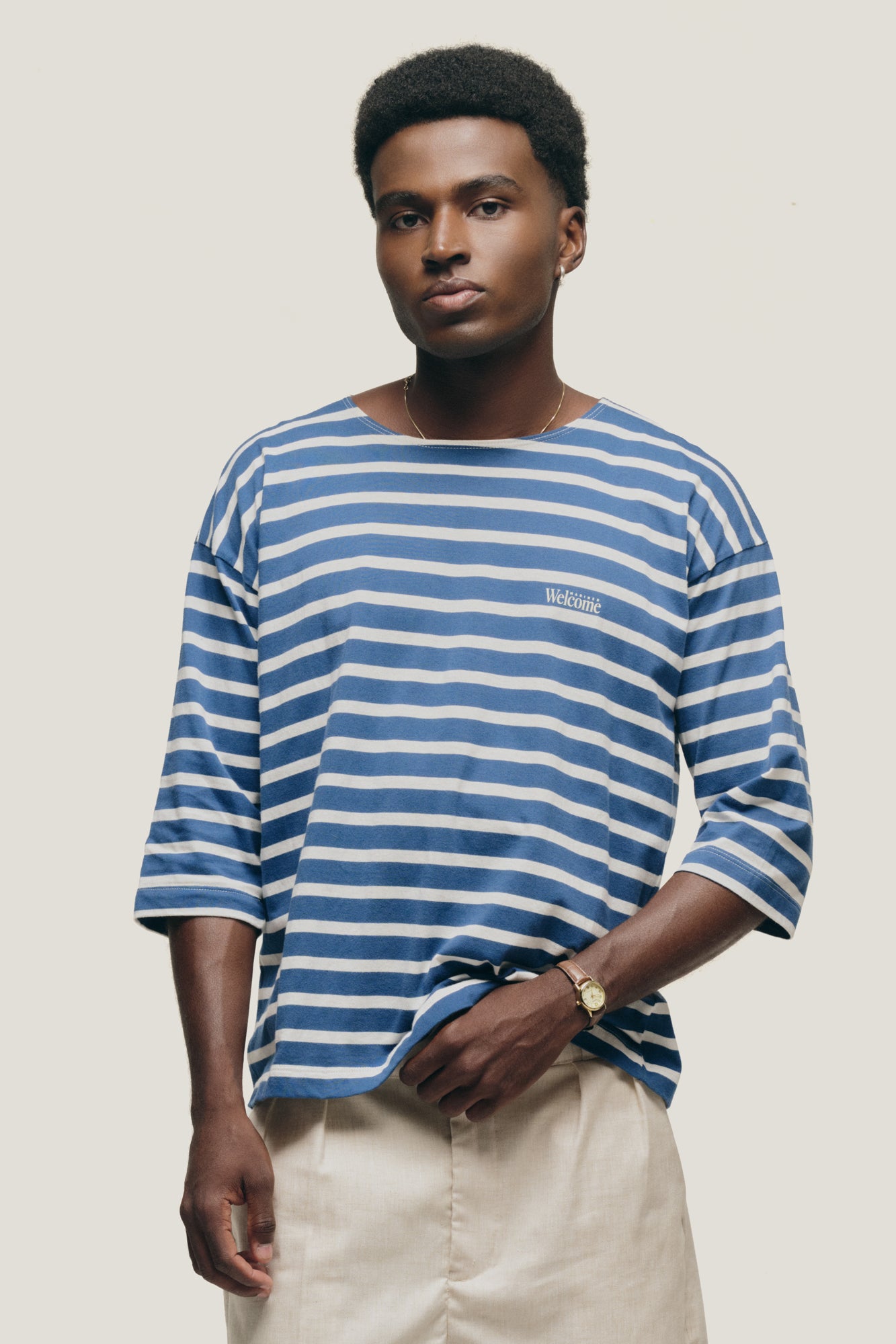 T-shirt Mariner Listrada Azul - Manga 3/4