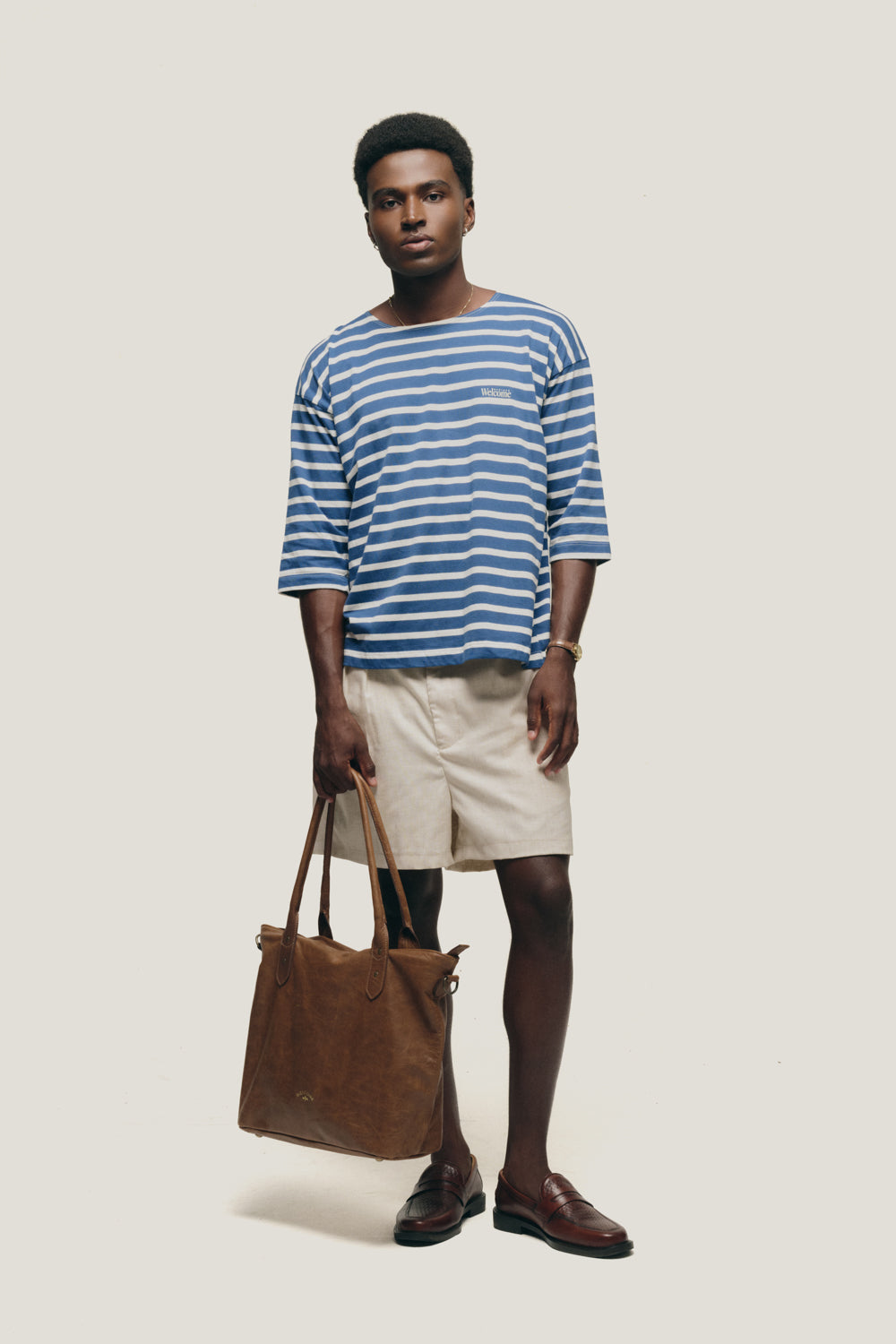 T-shirt Mariner Listrada Azul - Manga 3/4