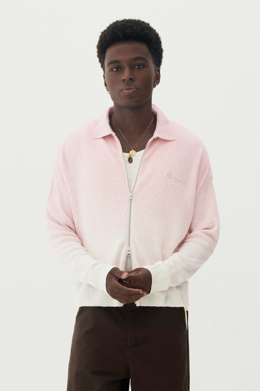 Polo Zíper Tricô Degradê - Rosa