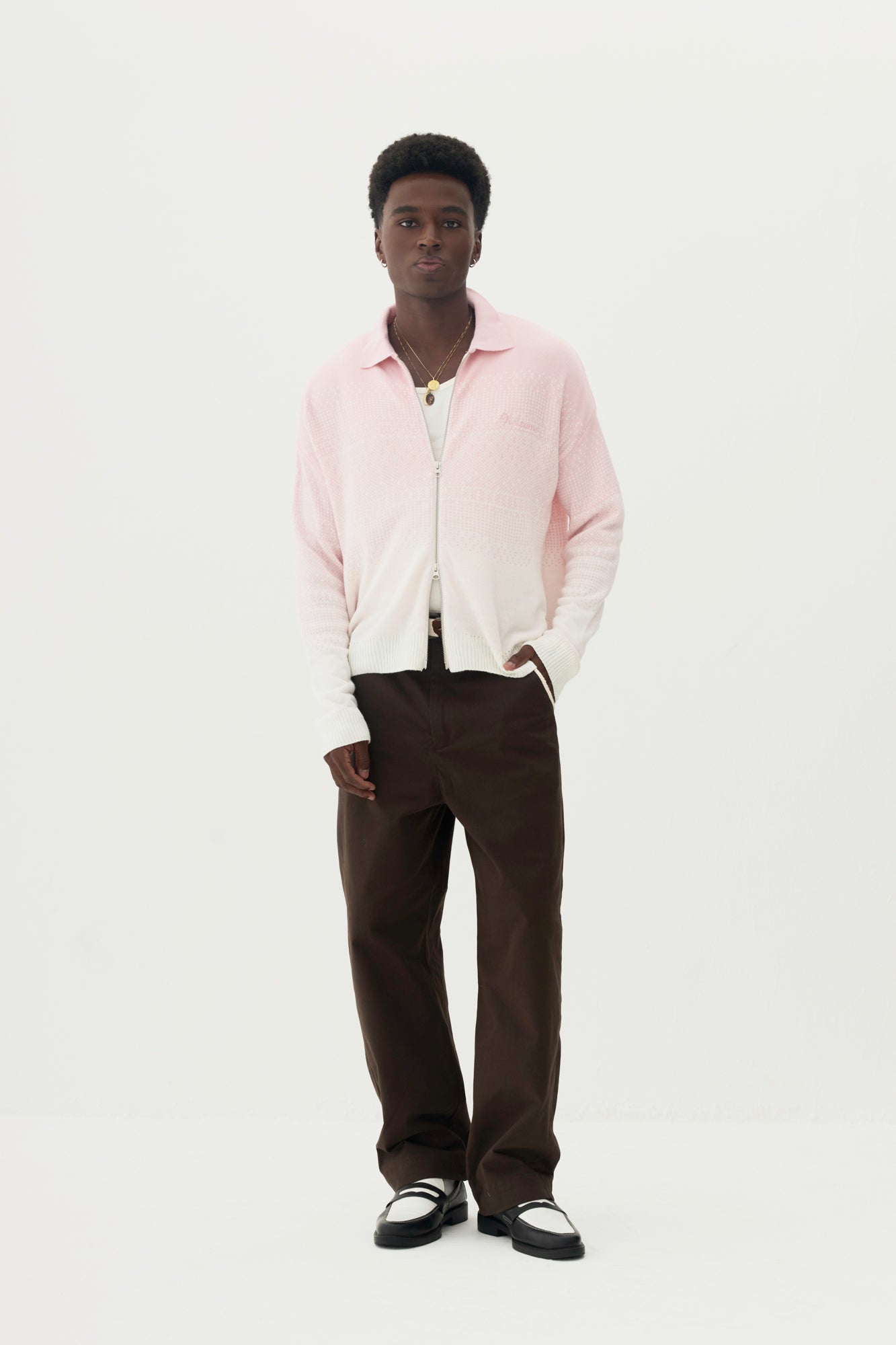 Polo Zíper Tricô Degradê - Rosa