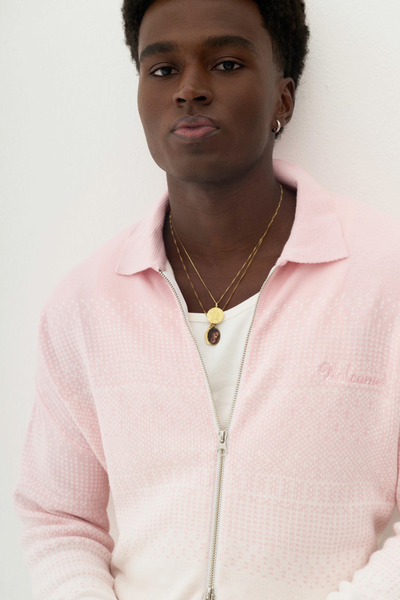 Polo Zíper Tricô Degradê - Rosa